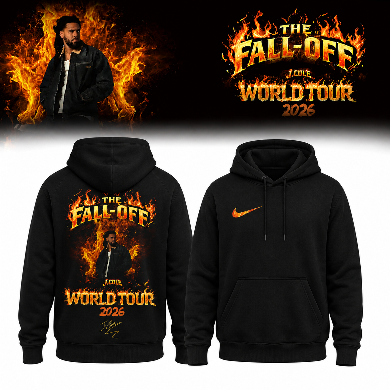 ,,,J. Cole - "The Fall-Off Tour 2026" . Limited Edition Signature Hoodie