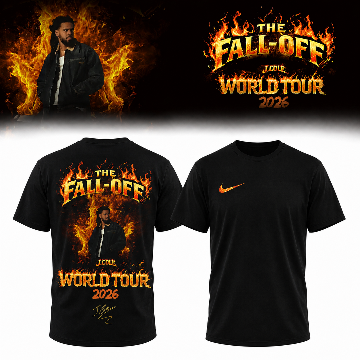 ,,,J. Cole - "The Fall-Off Tour 2026" . Limited Edition Signature T shirt