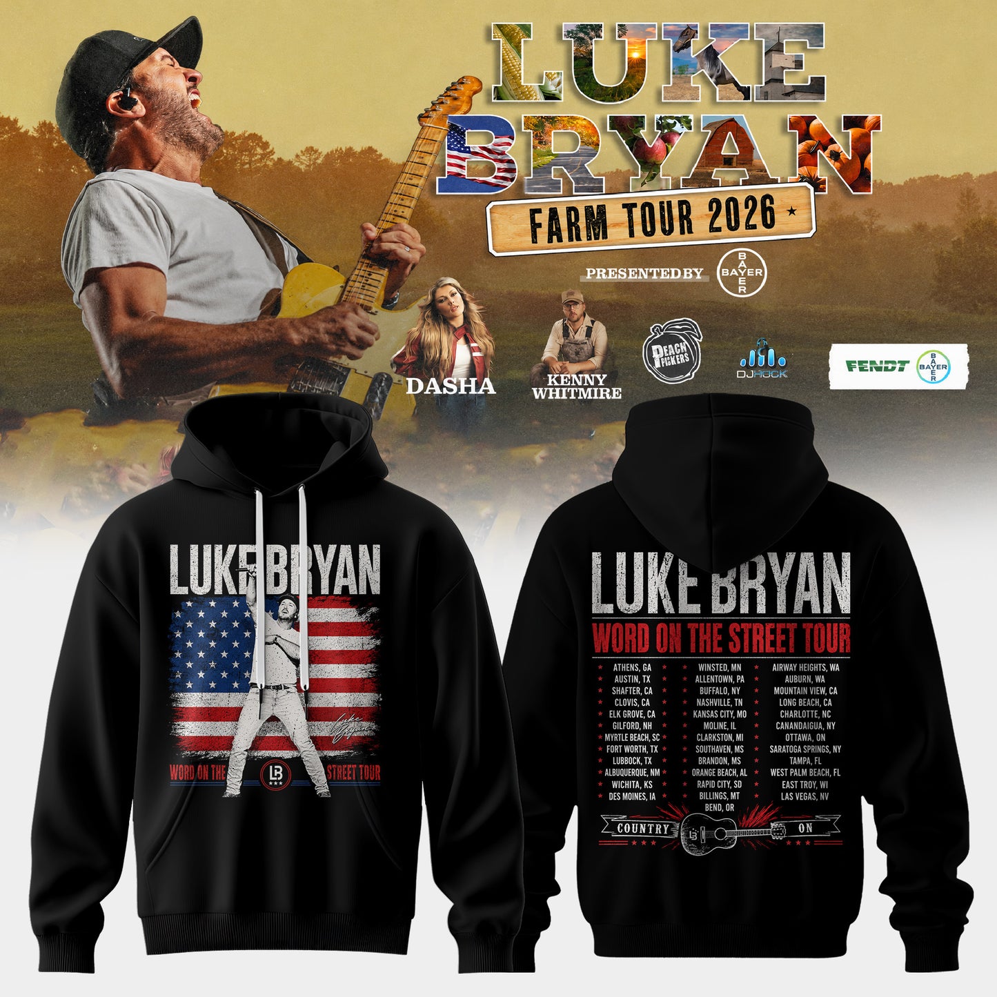 Luke Bryan – Word On The Street Tour 2026 Limited Edition Hoodie