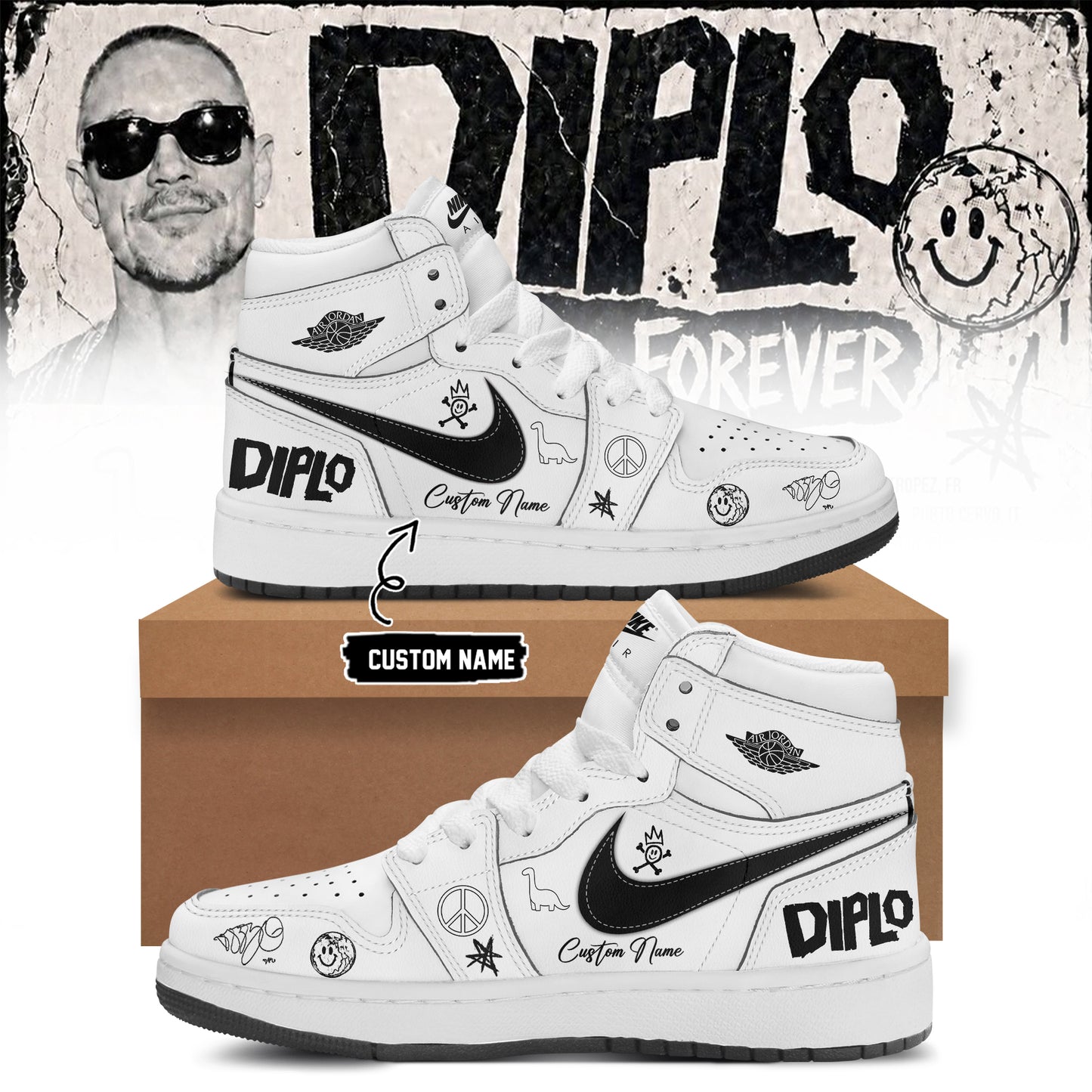 DIPLO ON TOUR FOREVER signed Shoes 11