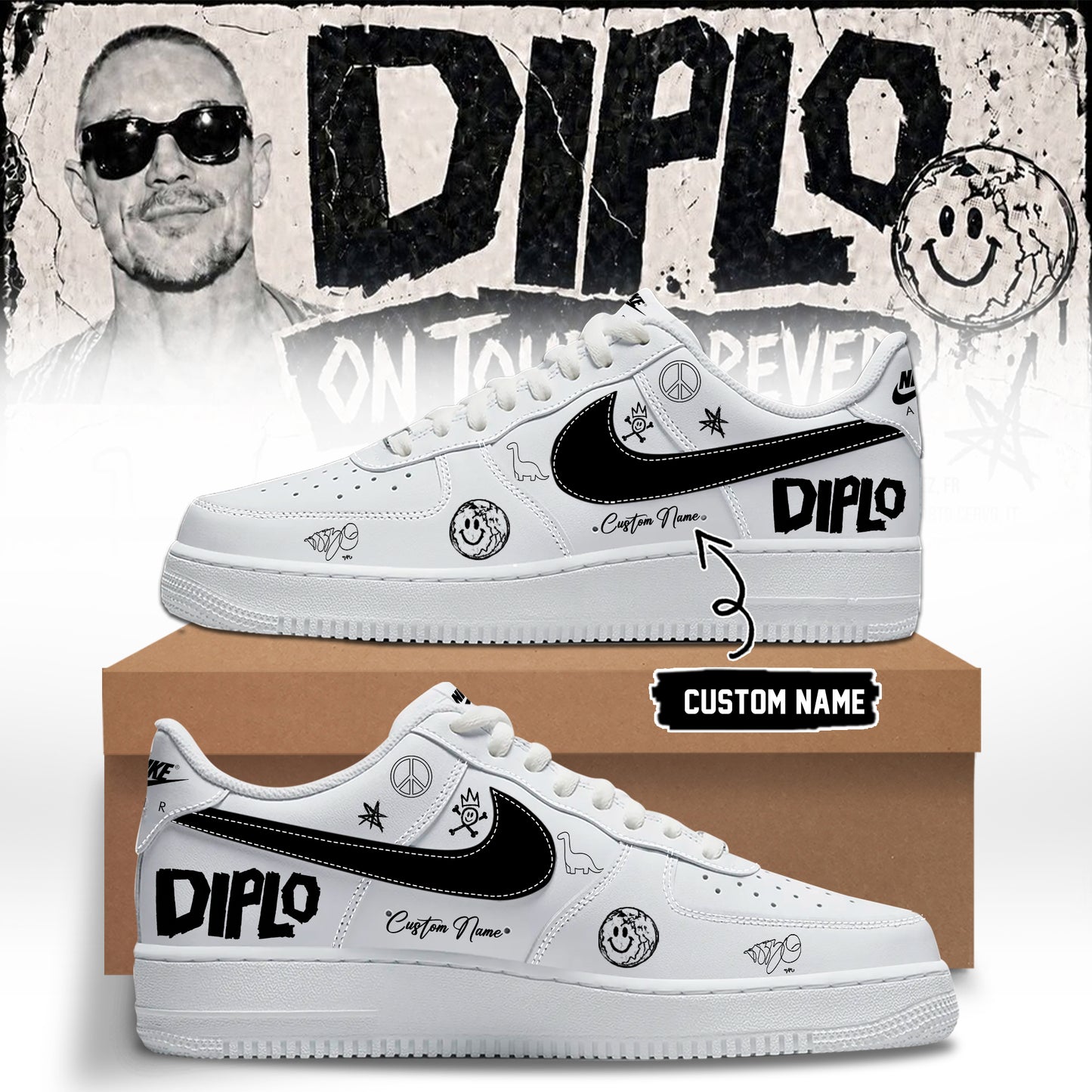 DIPLO ON TOUR FOREVER signed Shoes 11