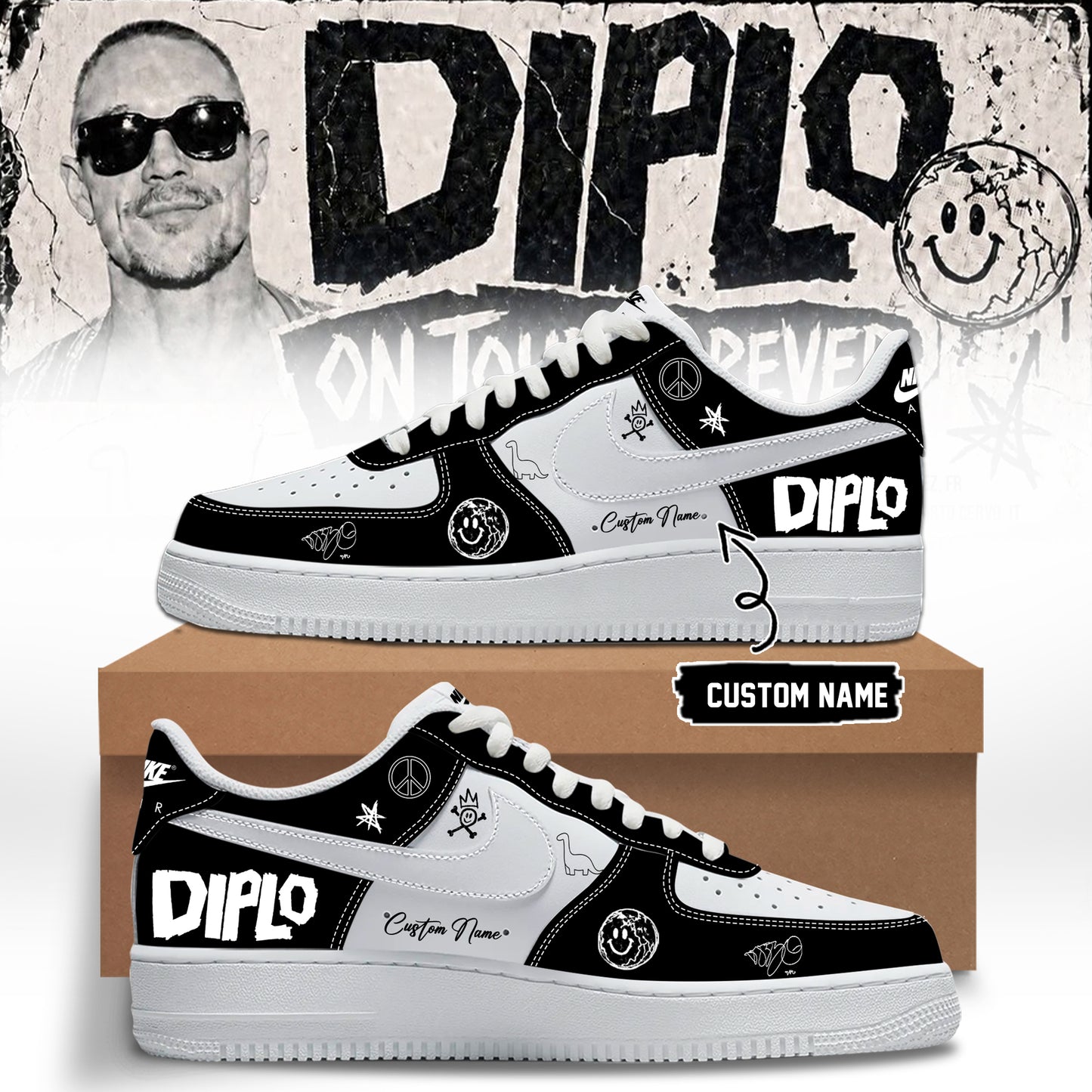 DIPLO ON TOUR FOREVER signed Shoes 12