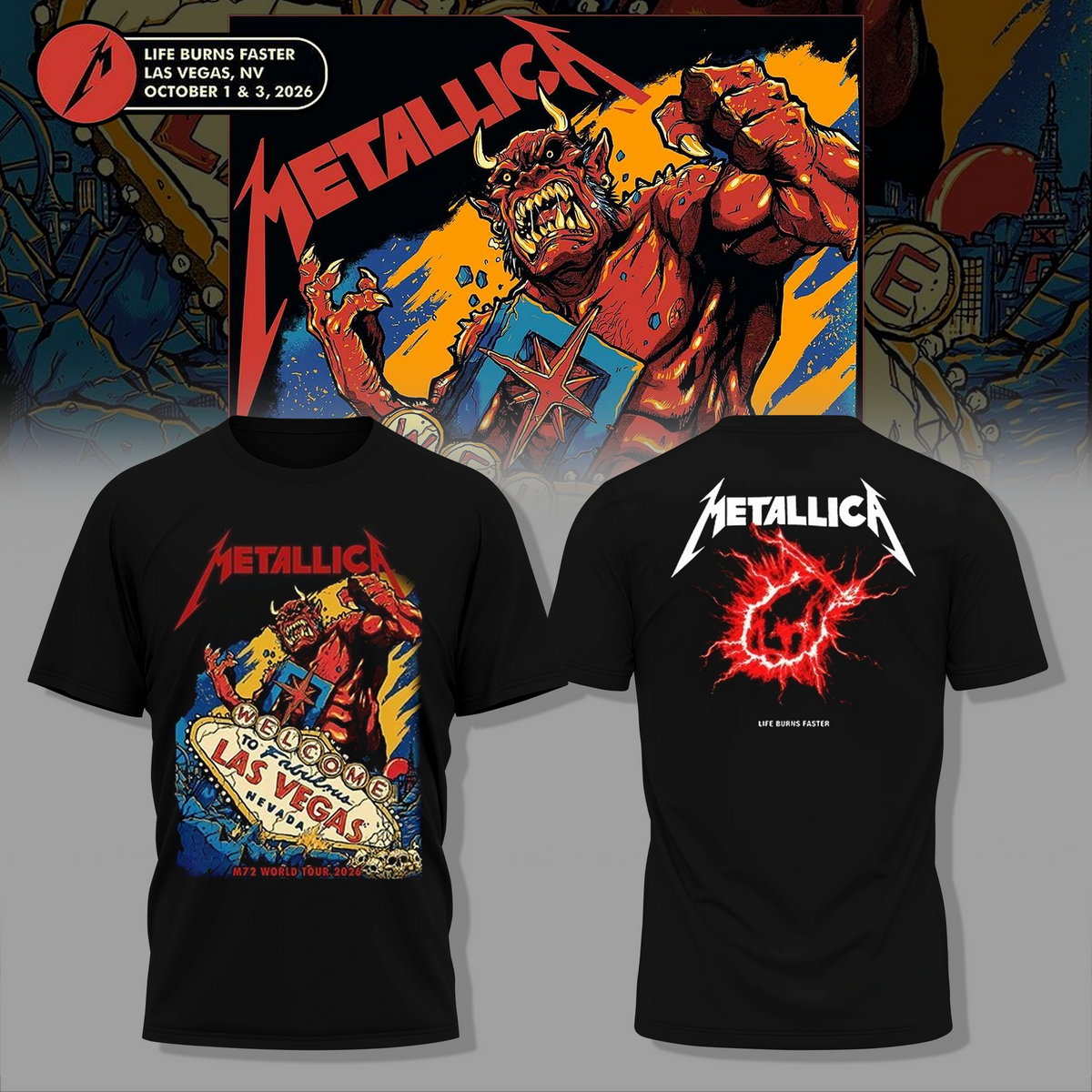 Life Burns Faster, Las Vegas - M72 World Tour T-shirt 2