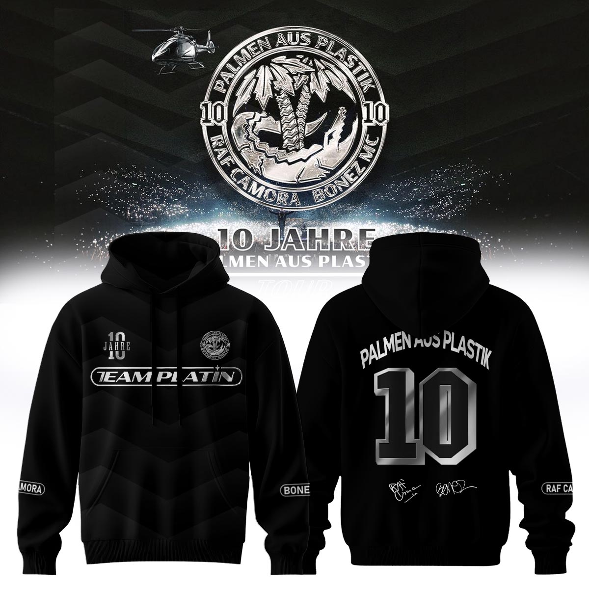 __RAF Camora & Bonez MC "10 Jahre Palmen aus Plastik Tour" . Limited Edition Signature Hoodie
