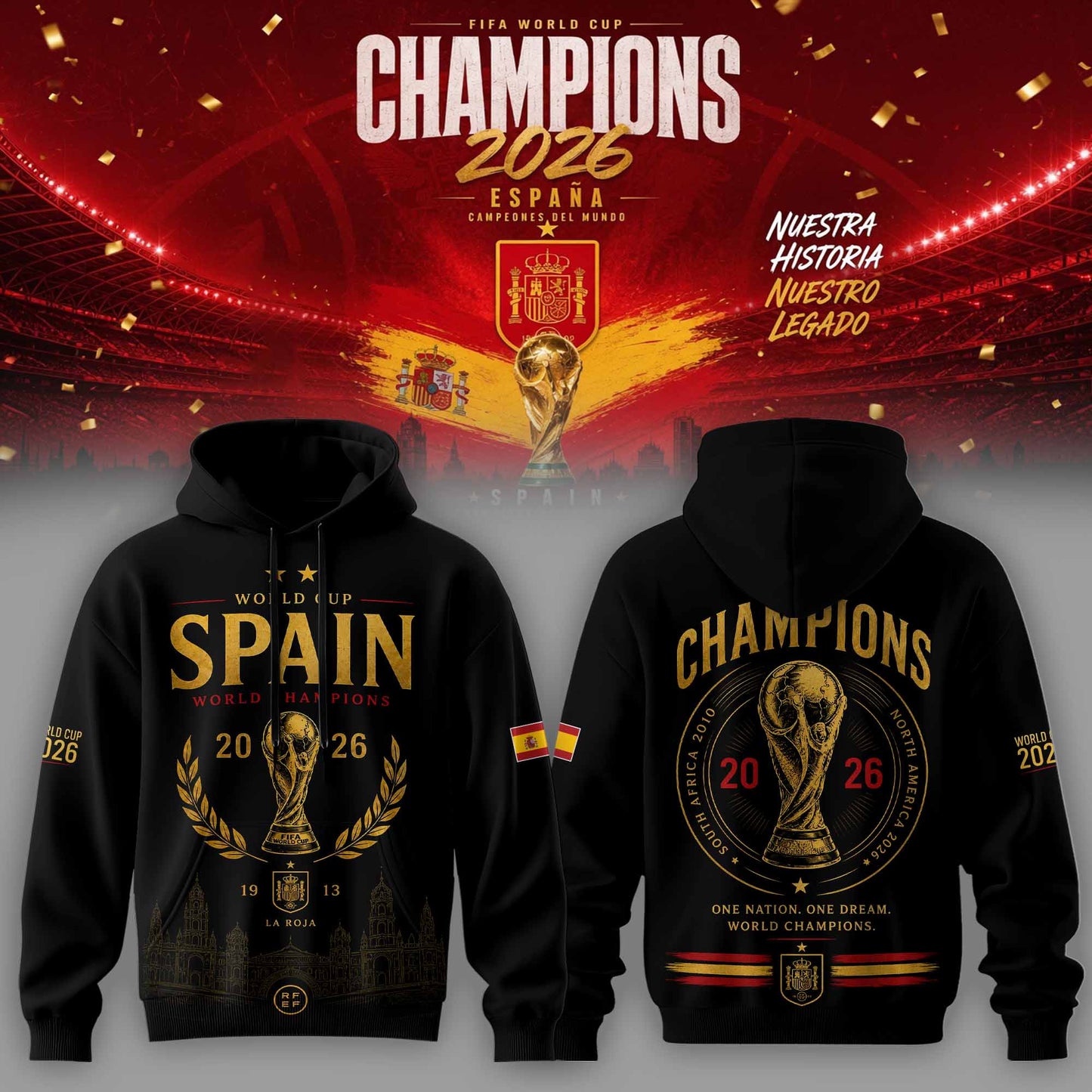 Spain World Cup Champions 2026 Hoodie