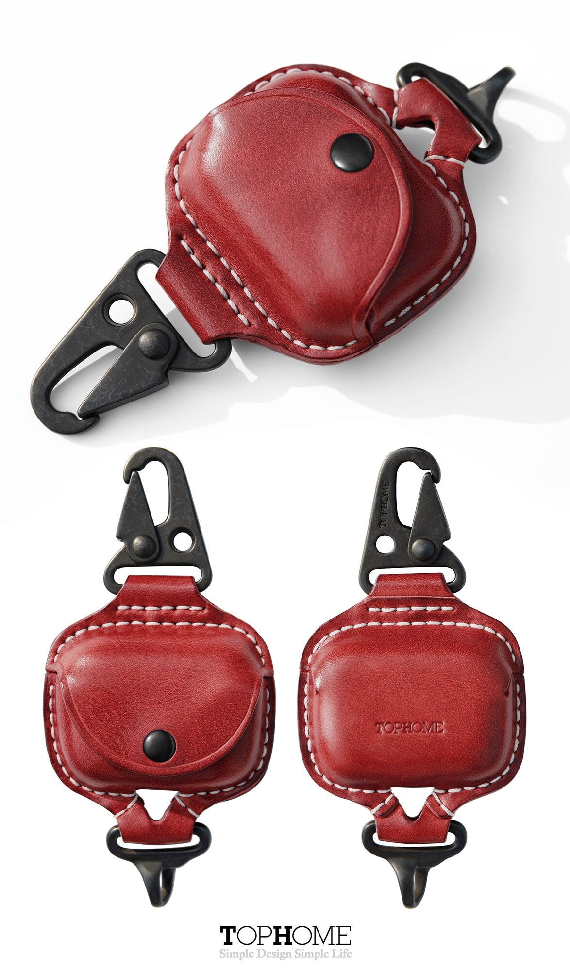 AirPods Pro Leather Strap Protective Case For AirPods Pro Headphone Case , with Fine Metal Carabiner/Earbuds Accessories Thanksgiving Gift