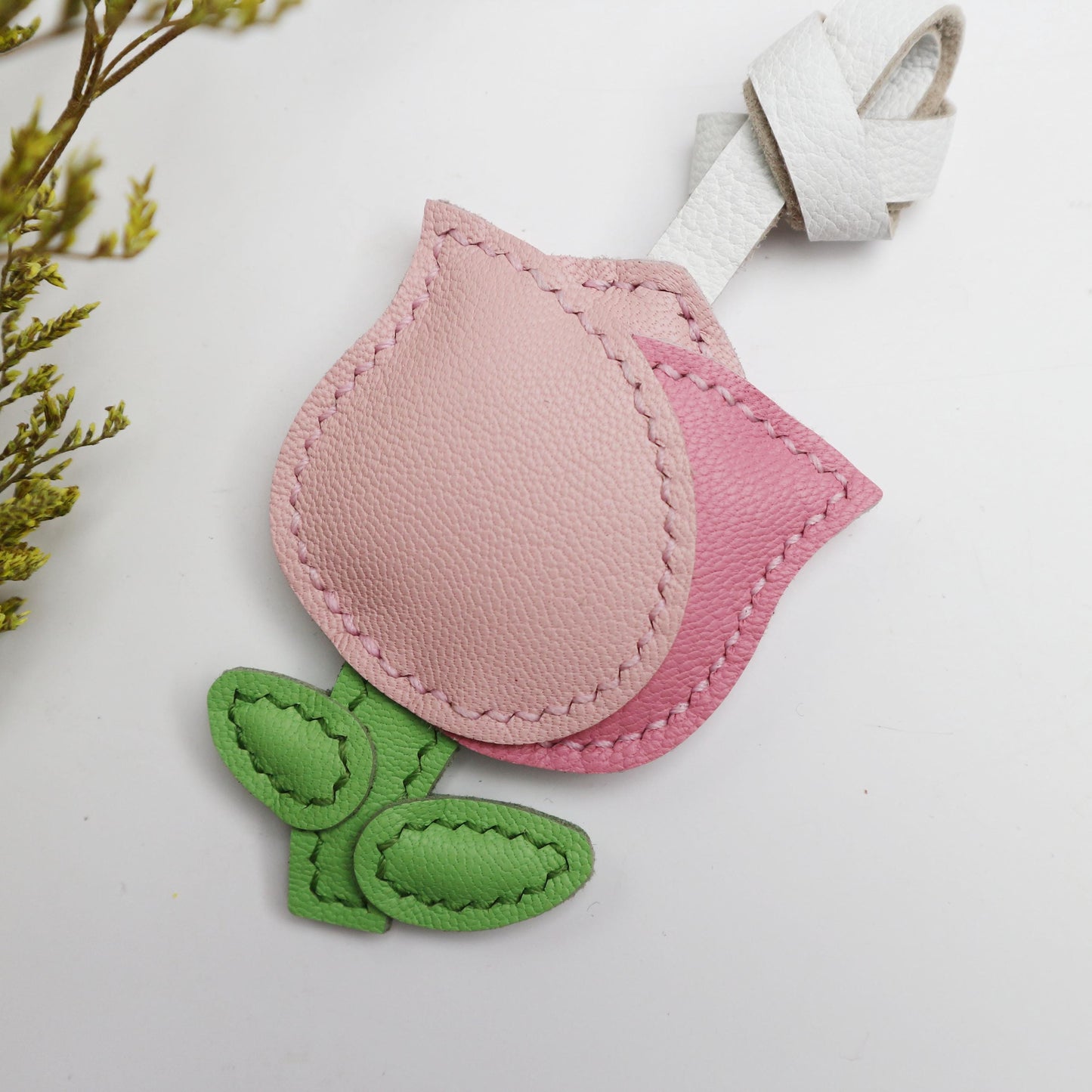 Leather Multi-Headed pink Rose Charm,Flower Keychain,Leather Flower Charm,Handmade Floral Charm, Cute Flower Leather Handbag/ Purse Charm