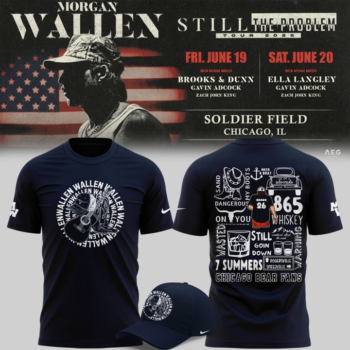 4.Exclusive Version 2026 Chicago Bears x Morgan Wallen Tshirt