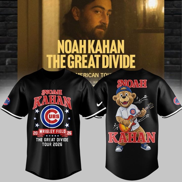04.10. Black Jersey Noah Kahan x Chicago Cubs - Wrigley Field Event Jersey - The Great Divide Tour 2026 Baseball Jersey