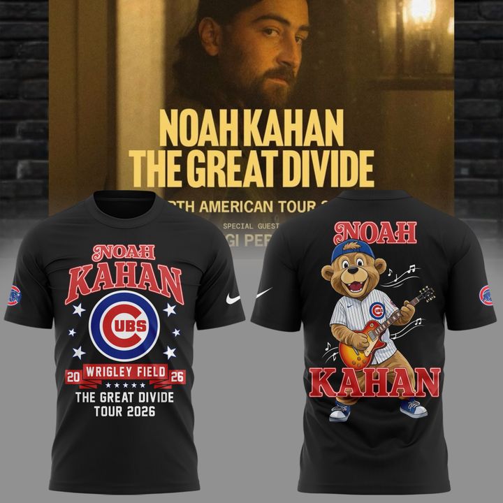 03.08. Black Tshirt Noah Kahan x Chicago Cubs - Wrigley Field Event Shirt - The Great Divide Tour 2026 T-Shirt