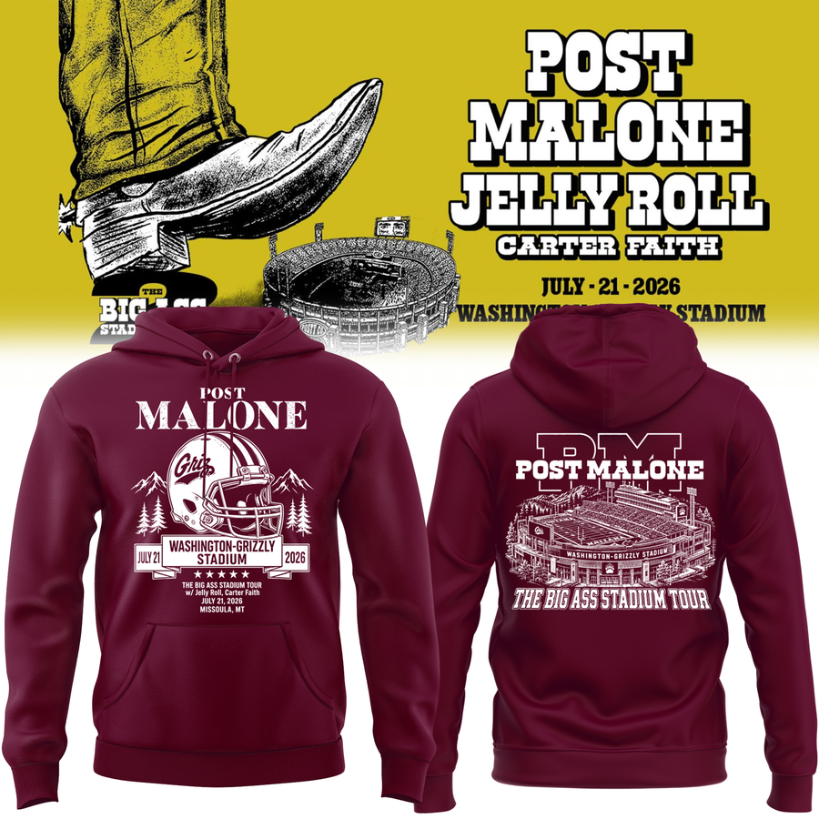 Post Malone x Montana Grizzlies 2026 Stadium Tour Limited Edition hoodie