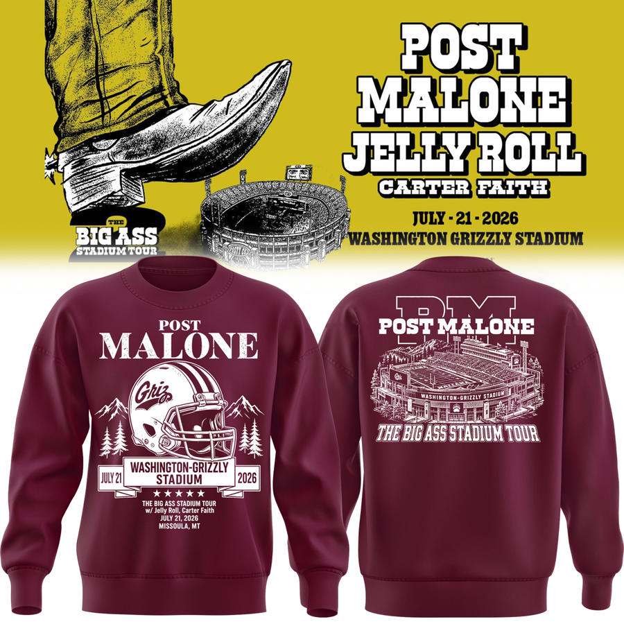 Post Malone x Montana Grizzlies 2026 Stadium Tour Limited Edition sweat