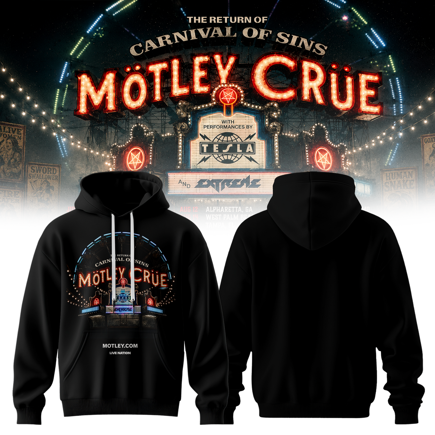 Carnival of Sins Tour 2026 3D Graphic Hoodie - Heavyweight Pullover