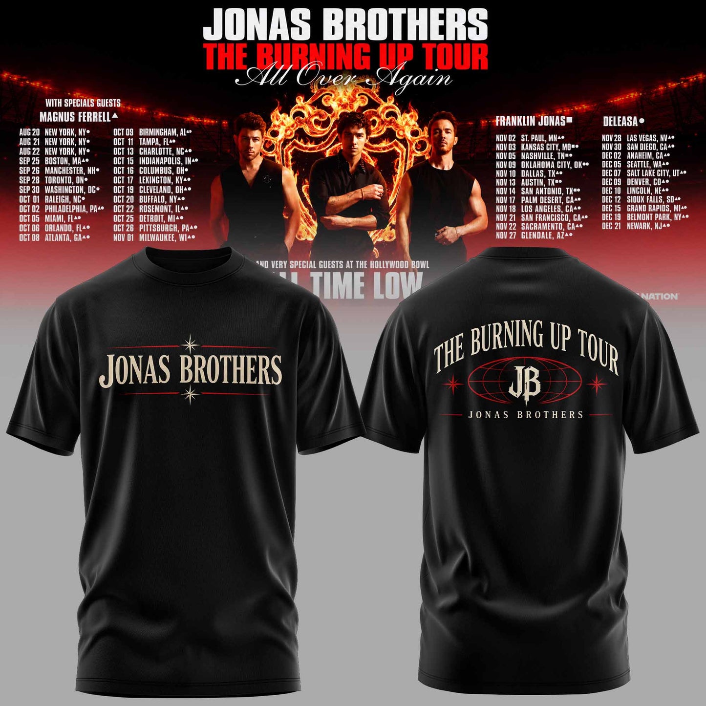 .Jns Bros The Burning Up Tour All Over Again 3D All-Over Print T-Shirt V7