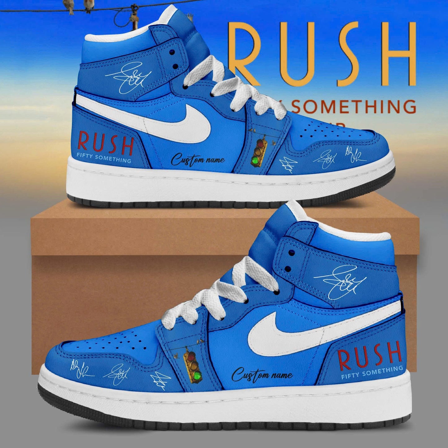 _Fifty Something Tour 2026 Personalized 3D High-Top Sneakers - Electric Blue Edition