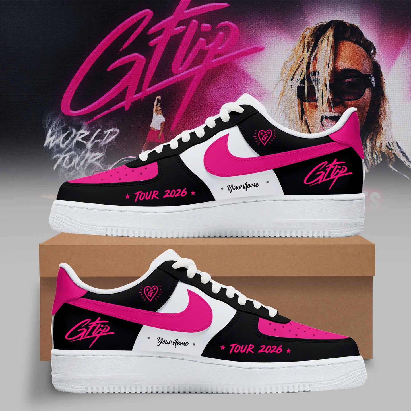 World Tour 2026 Premium 3D Sneakers - Pink Swoosh Custom Shoes