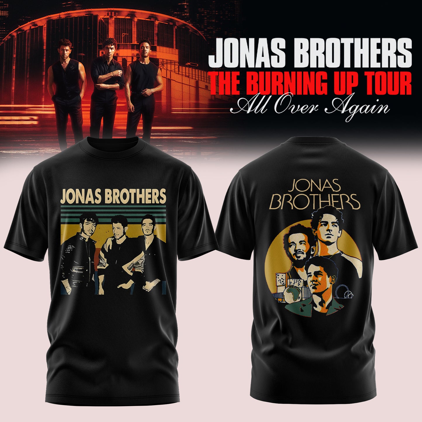 .Jns Bros The Burning Up Tour All Over Again 3D All-Over Print T-Shirt V2