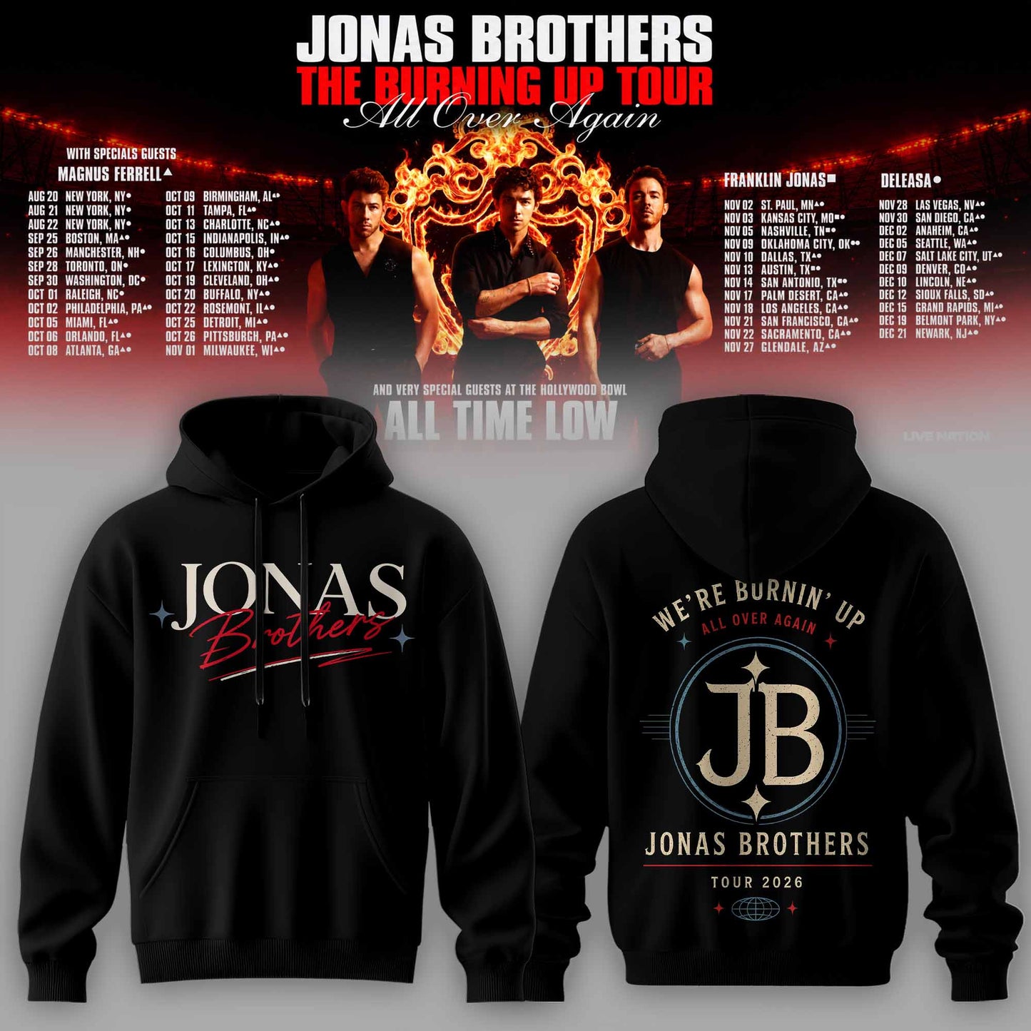 .Jns Bros The Burning Up Tour All Over Again 3D All-Over Print Hoodie V6