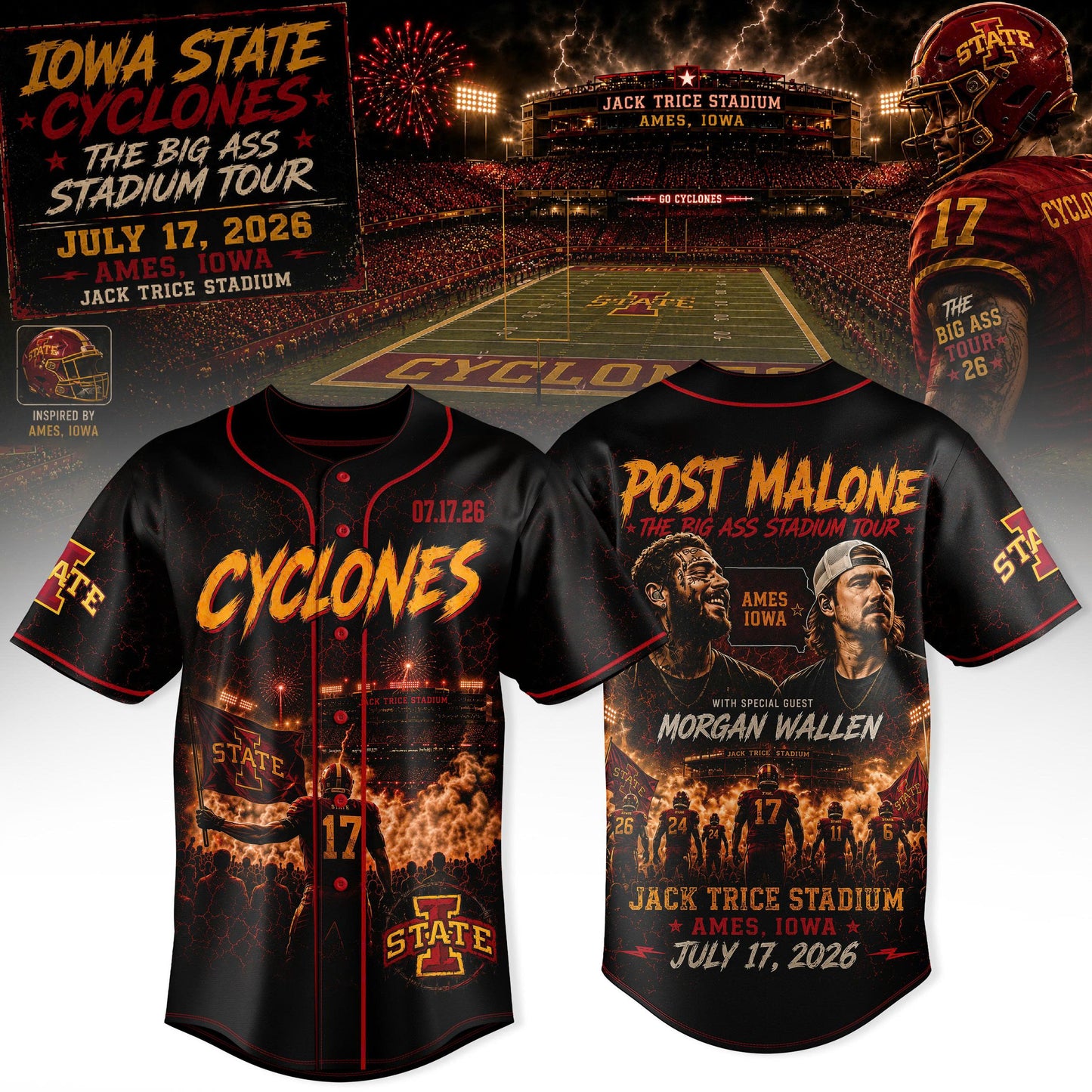 Post Malone Iowa State Cyclones Tour T-Shirt