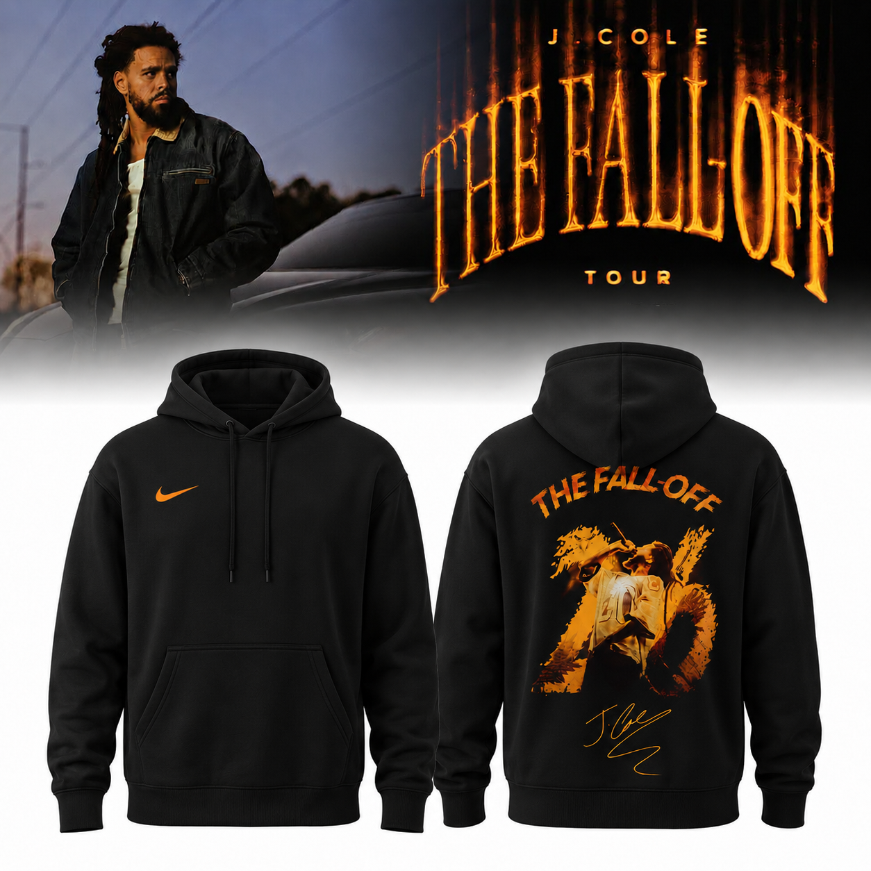 ,,.J. Cole - "The Fall-Off Tour 2026" . Limited Edition Signature Hoodie