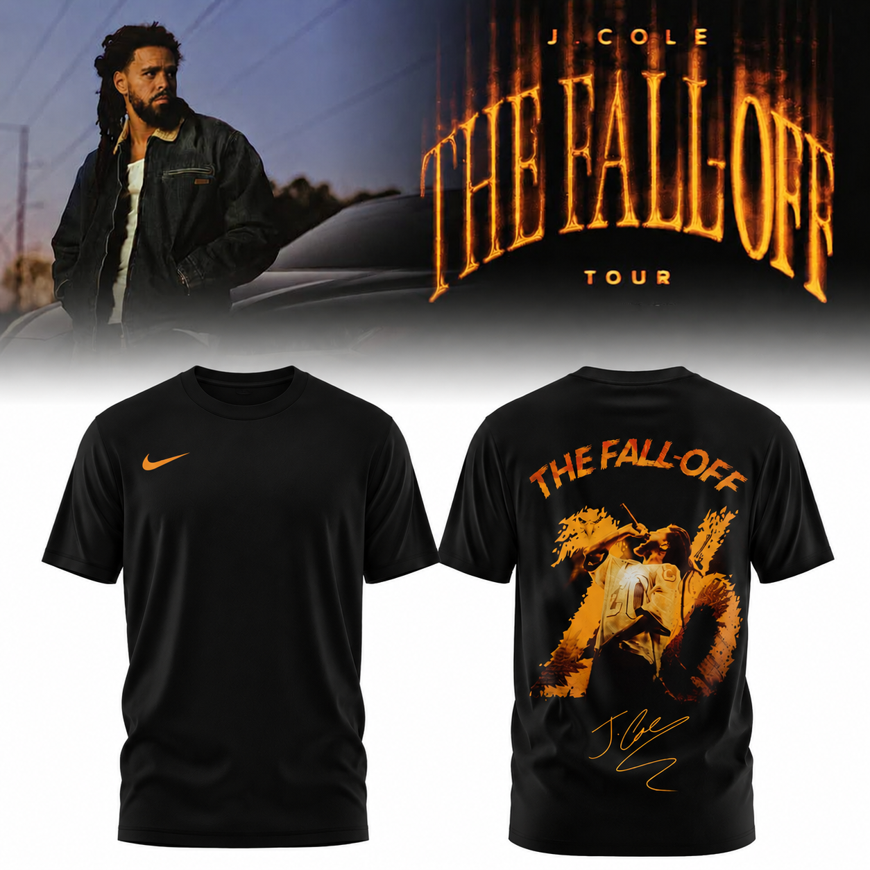 ,,.J. Cole - "The Fall-Off Tour 2026" . Limited Edition Signature T shirt