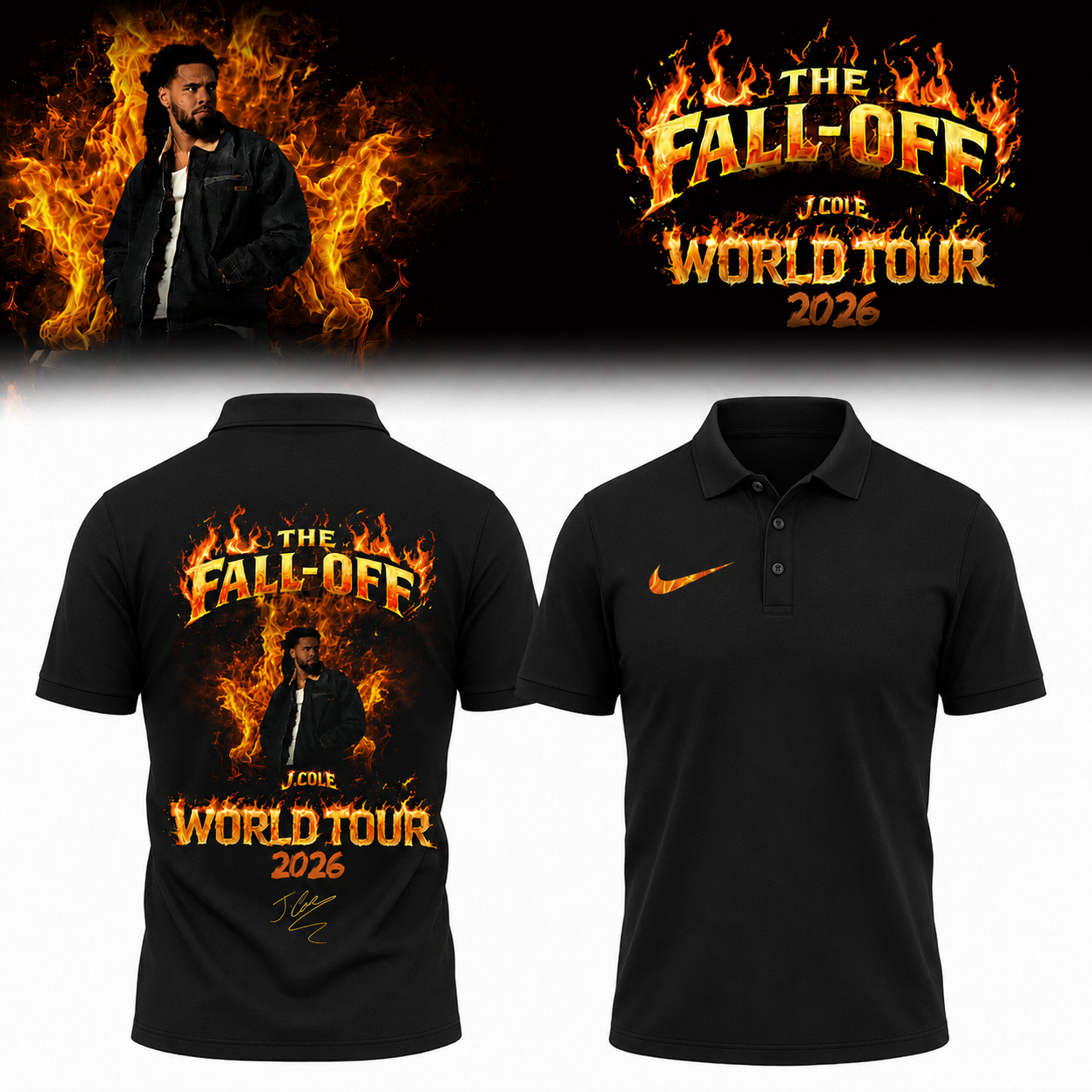 ,,,J. Cole - "The Fall-Off Tour 2026" . Limited Edition Signature Polo