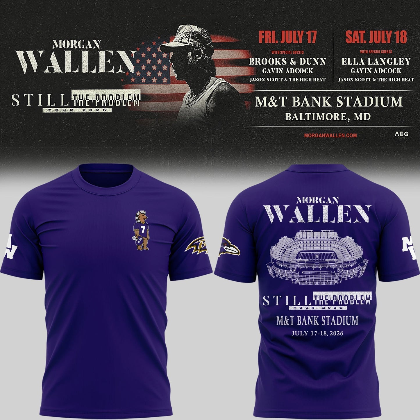 1.Special New Edition Baltimore Ravens x MW  Tshirt 2026