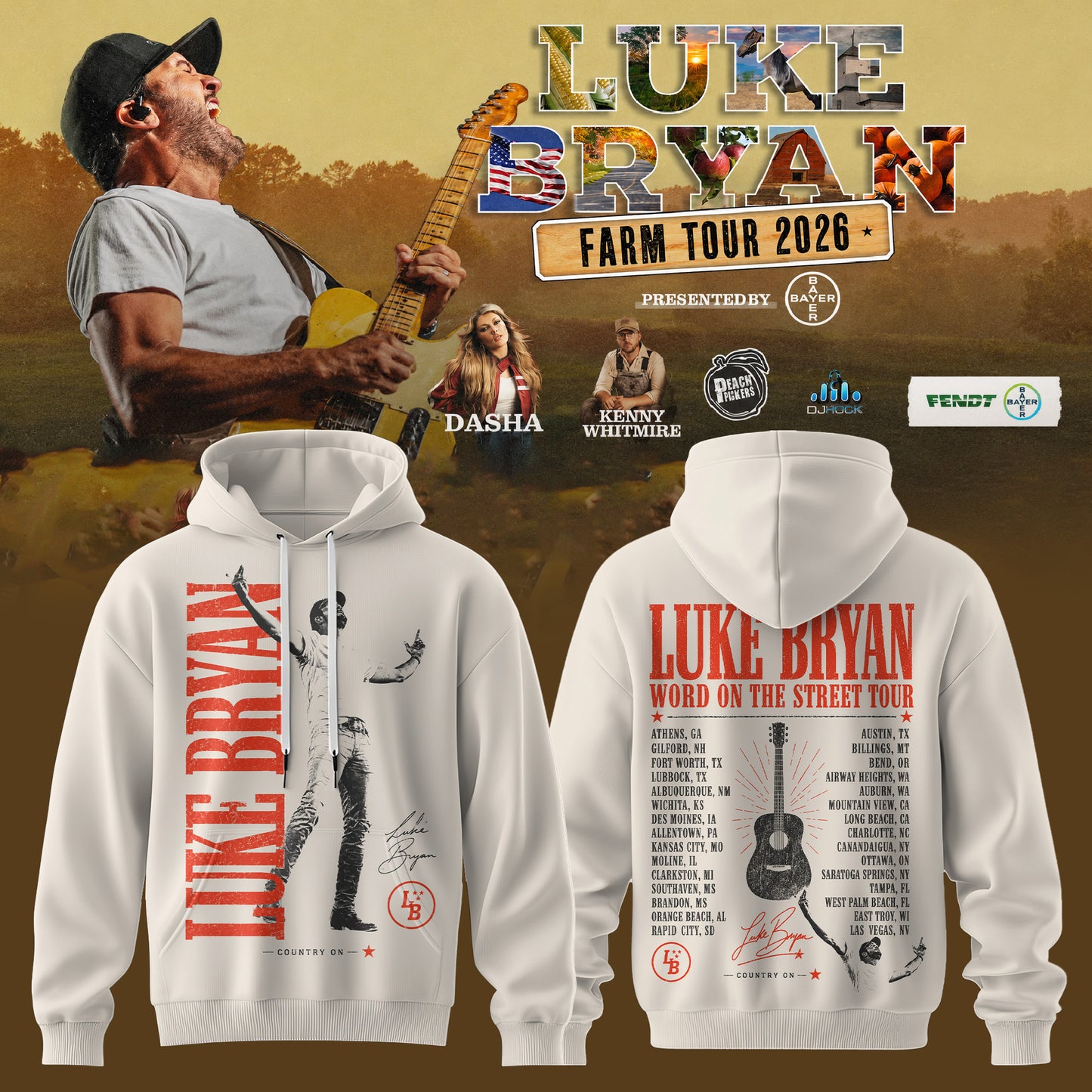Luke Bryan – Word On The Street Tour 2026 Limited Edition Hoodie