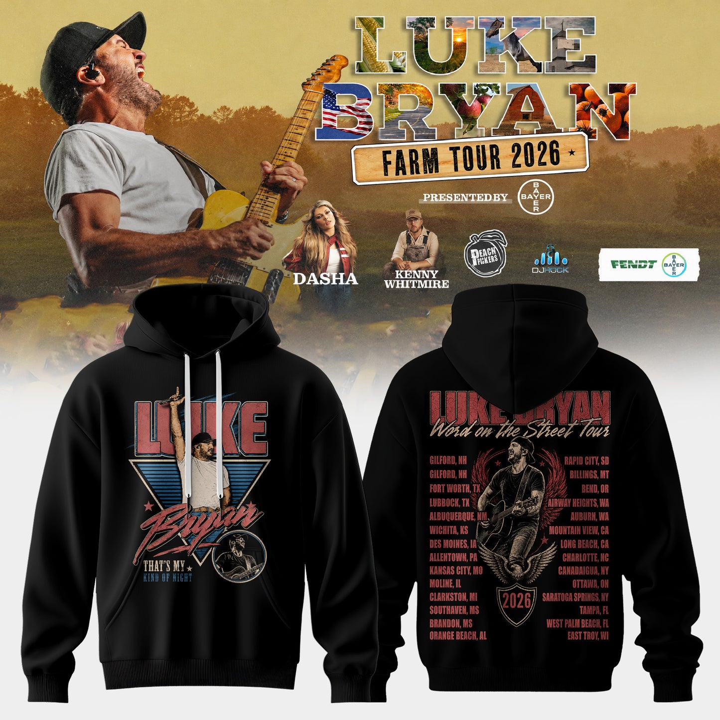 Luke Bryan – Word On The Street Tour 2026 Limited Edition Hoodie