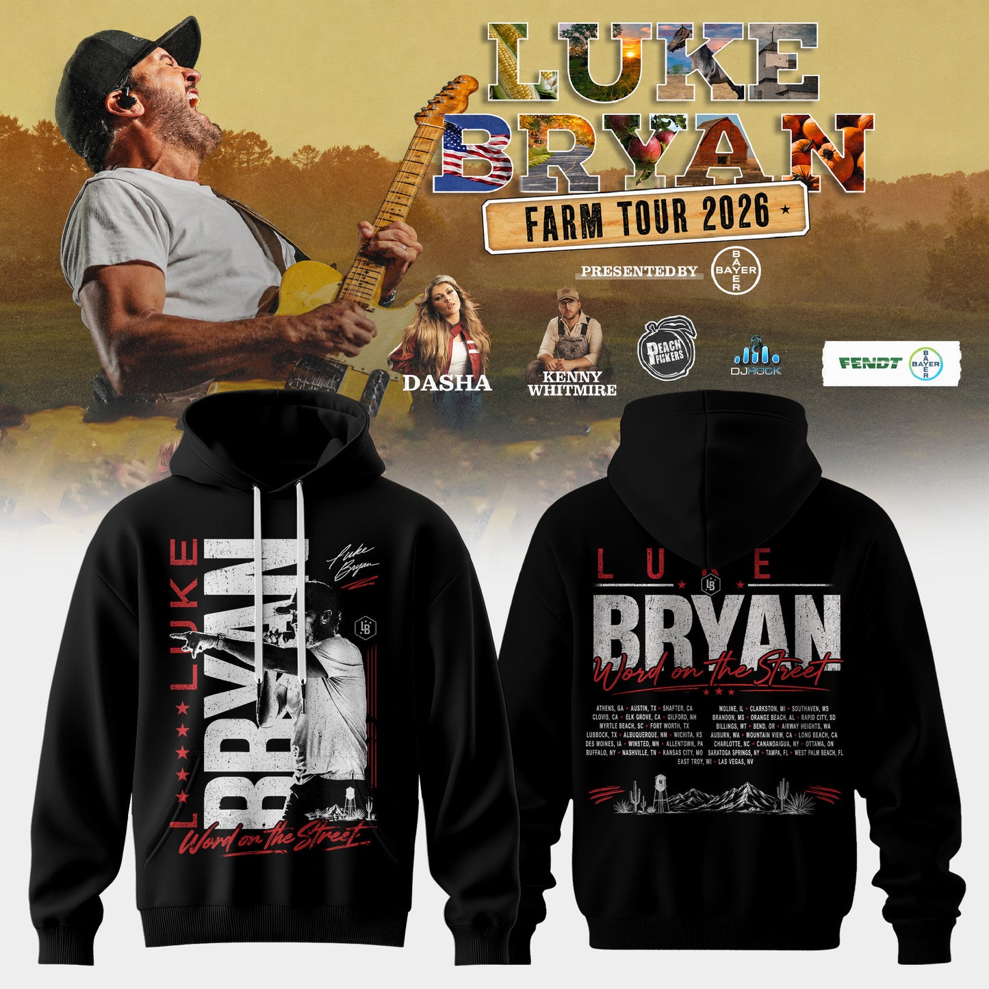 Luke Bryan – Word On The Street Tour 2026 Limited Edition Hoodie