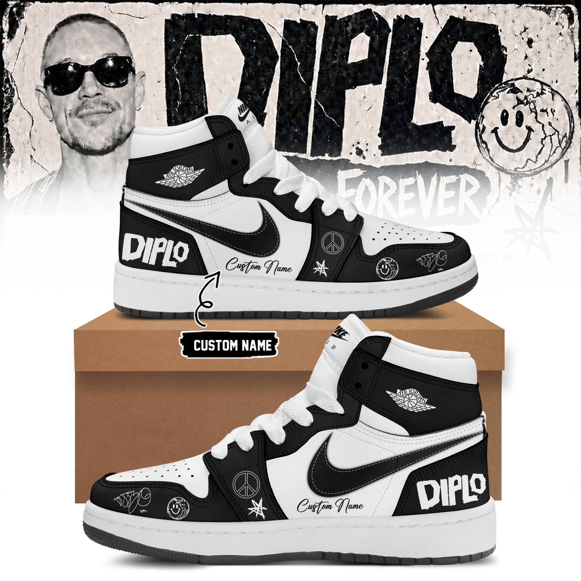 DIPLO ON TOUR FOREVER signed Shoes 12