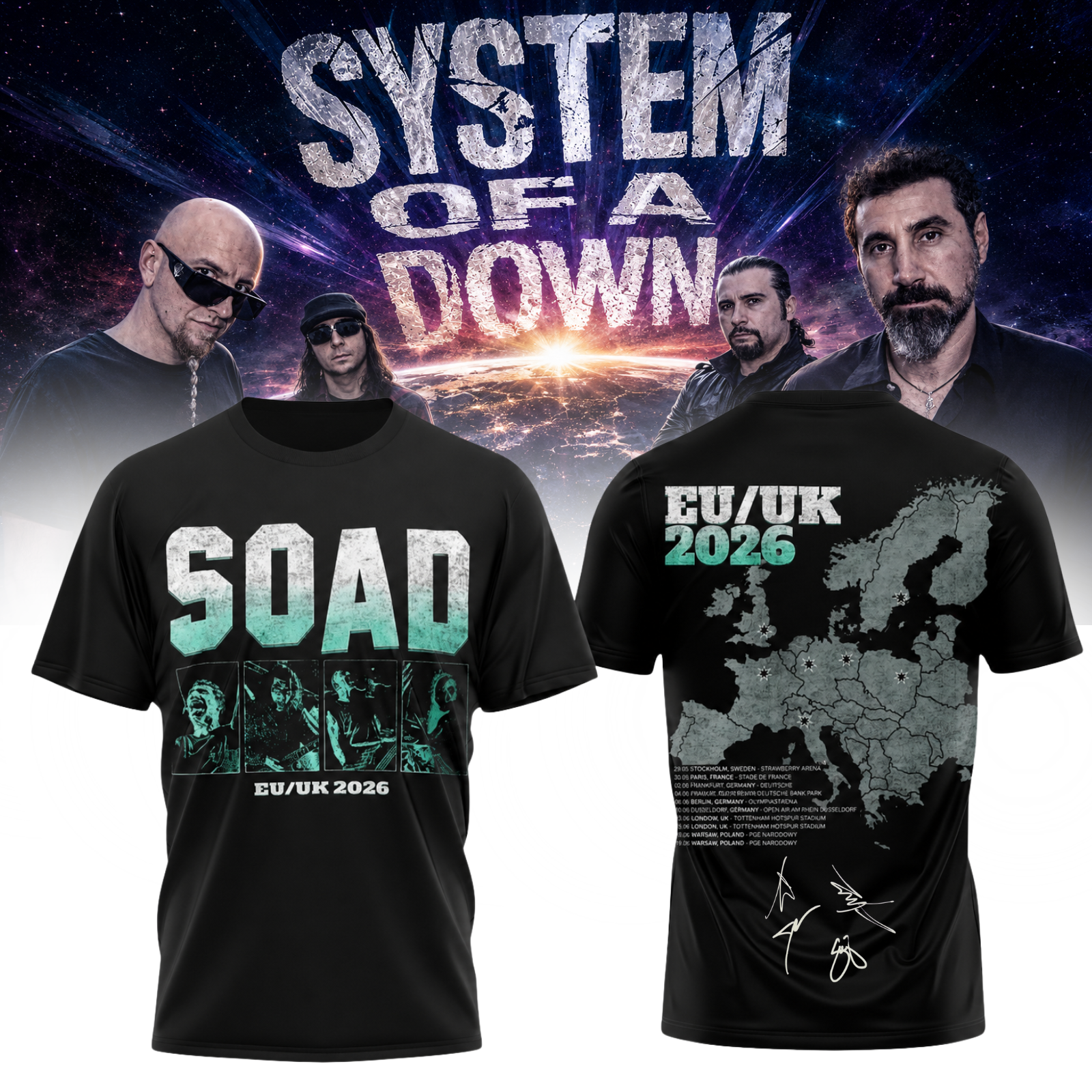 System of a Down “Europe / UK Stadium Tour 2026” - Tshirt