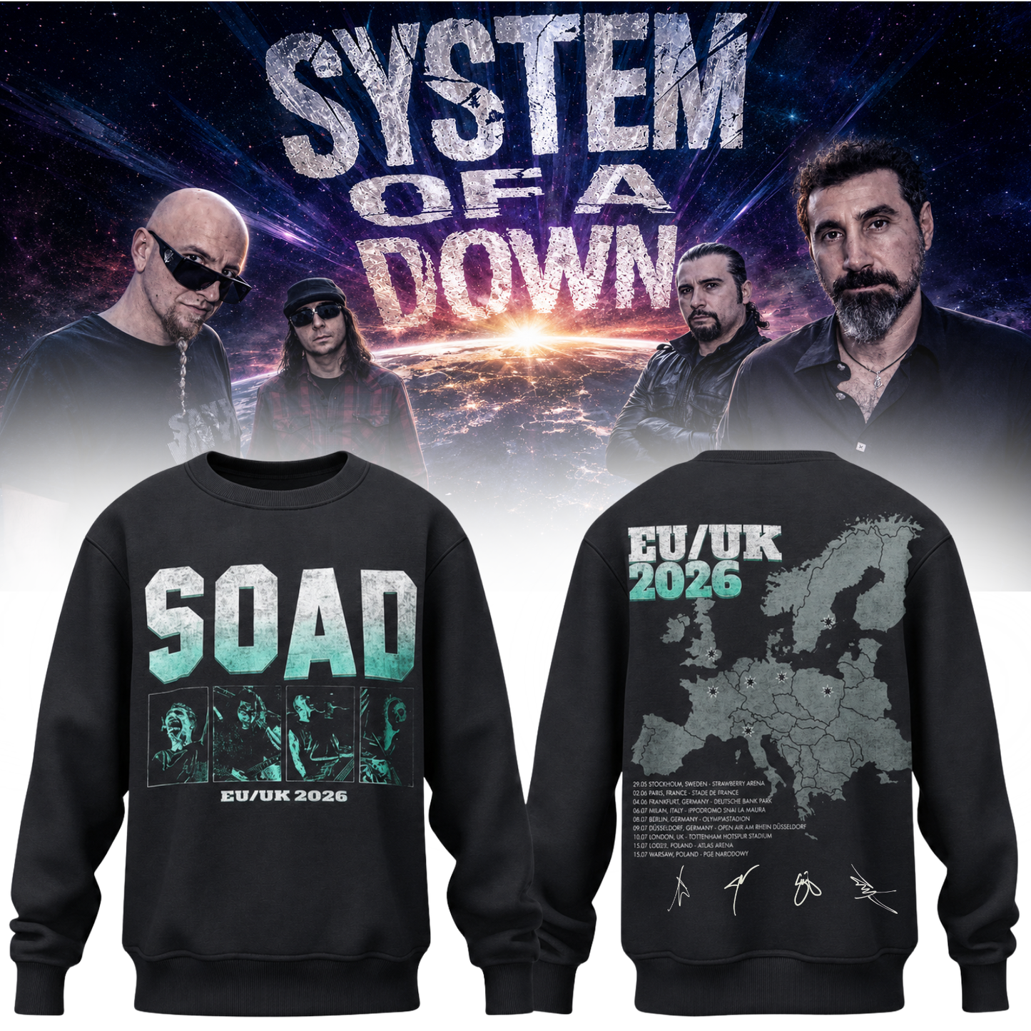 System of a Down “Europe / UK Stadium Tour 2026” - Sweatshirt