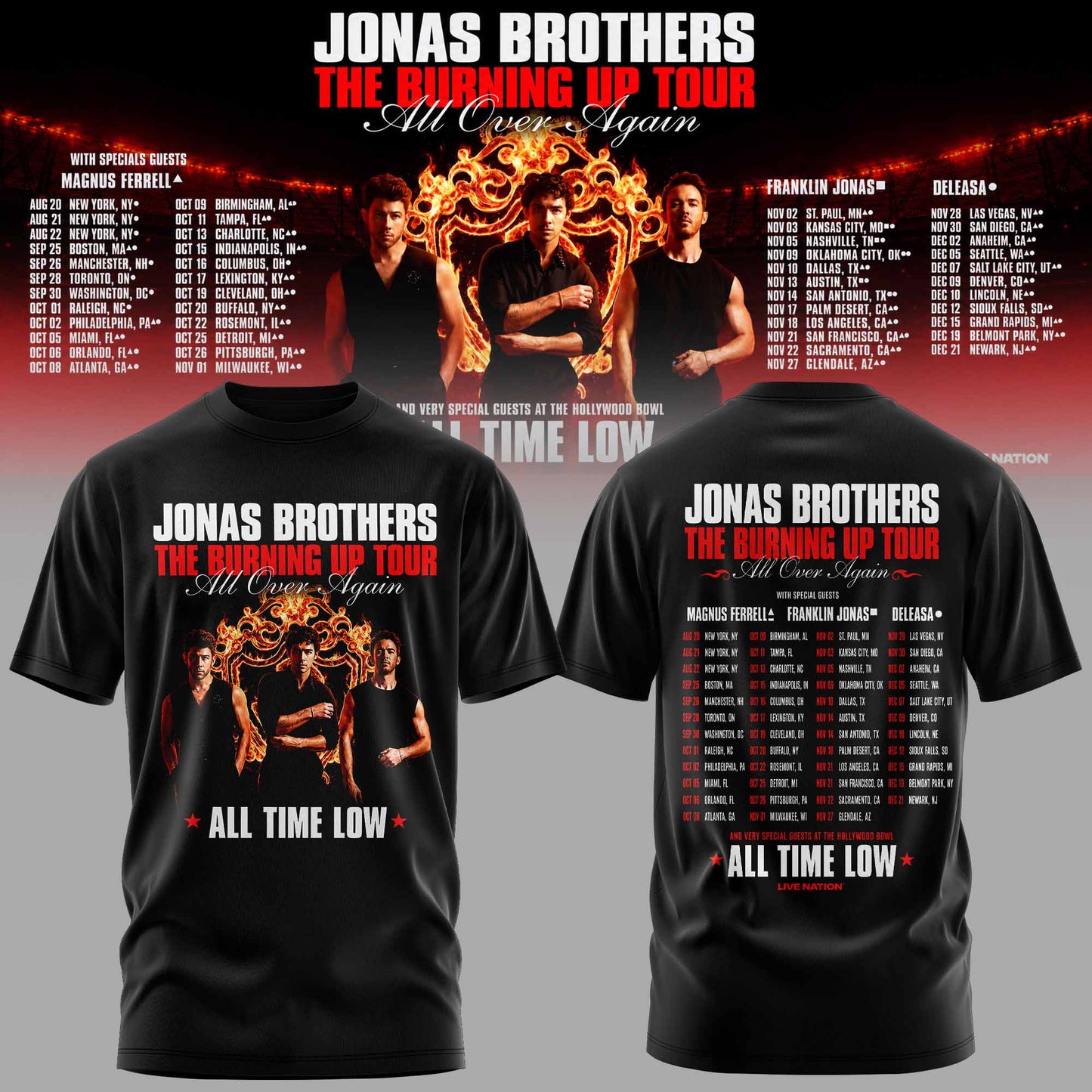 .Jns Bros The Burning Up Tour All Over Again 3D All-Over Print T-Shirt V1