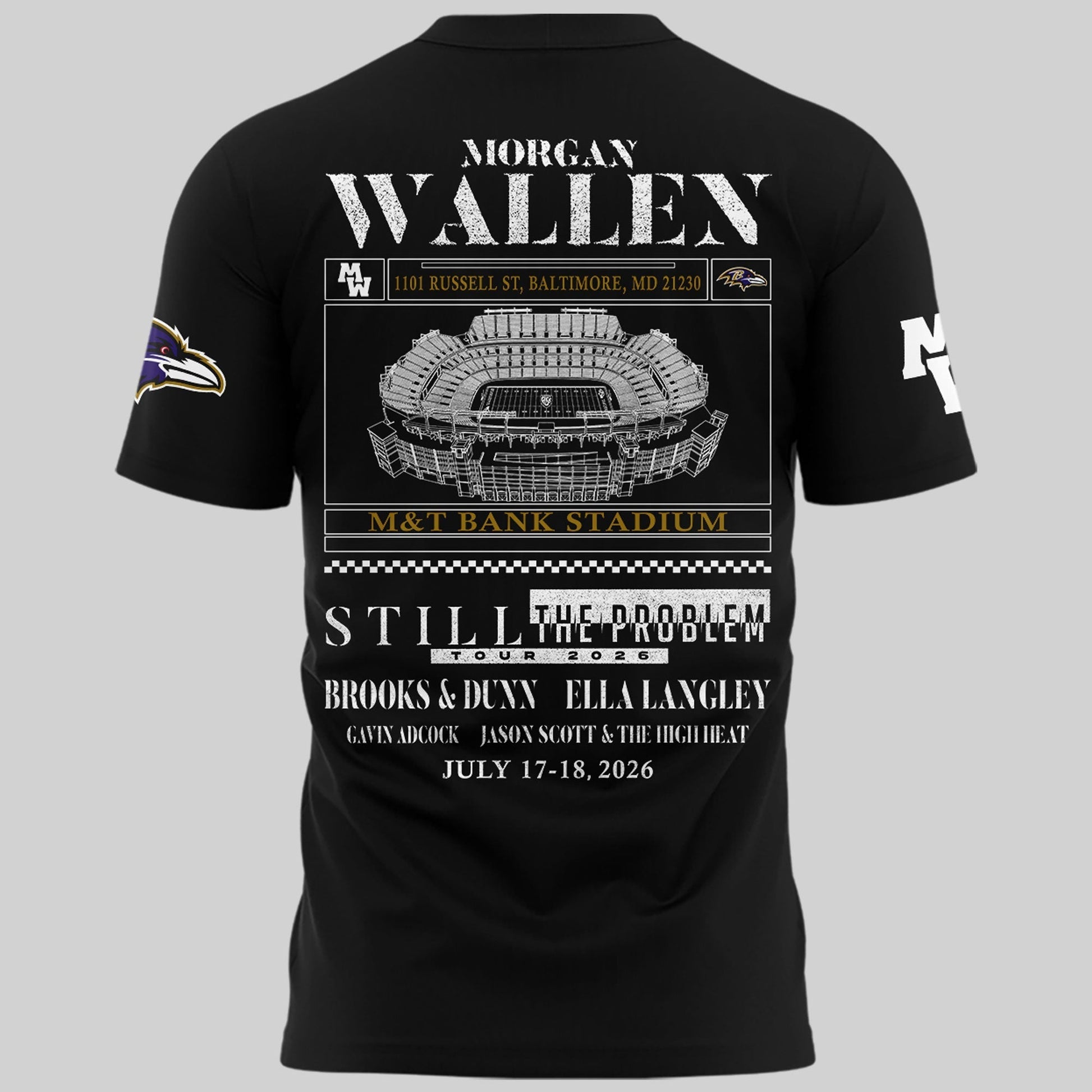 Special New Edition Baltimore Ravens x MW  Black Tshirt 2026