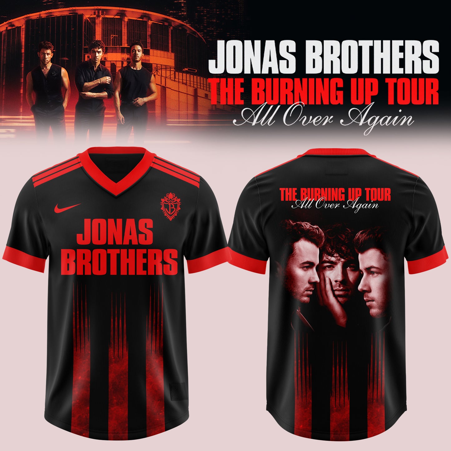 .Jns Bros The Burning Up Tour All Over Again 3D All-Over Print Football Jersey V4