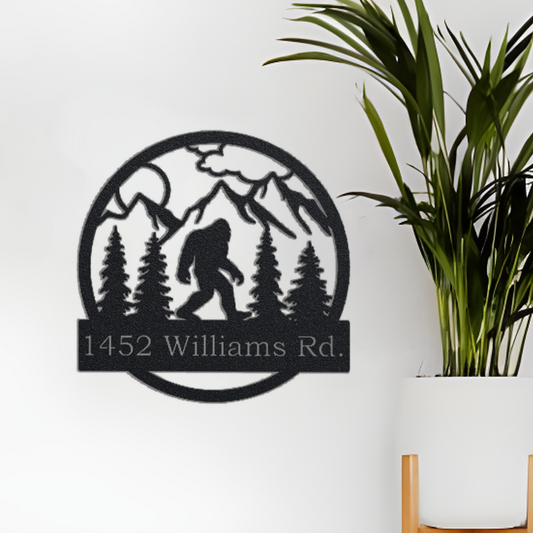 Address Bigfoot Metal Sign, Address Metal Sign, Personalized Bigfoot Sign, Outdoor Sasquatch, House Number Sign, Metal Sasquatch