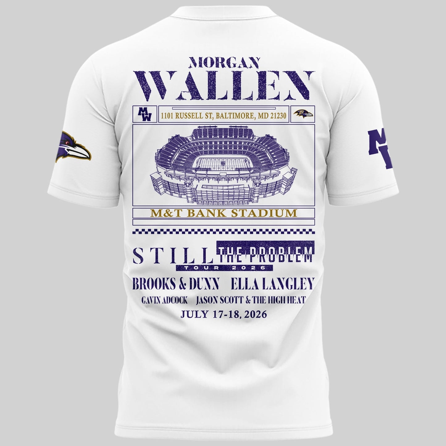 Special New Edition Baltimore Ravens x MW  White Tshirt 2026
