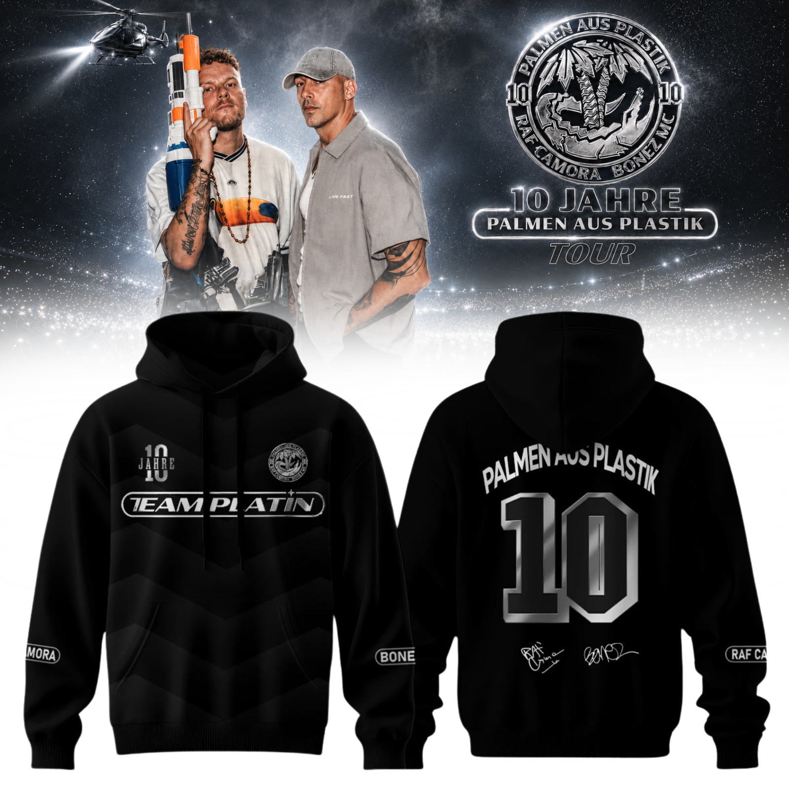 __RAF Camora &amp; Bonez MC "10 Jahre Palmen aus Plastik Tour" . Limited Edition Signature Hoodie