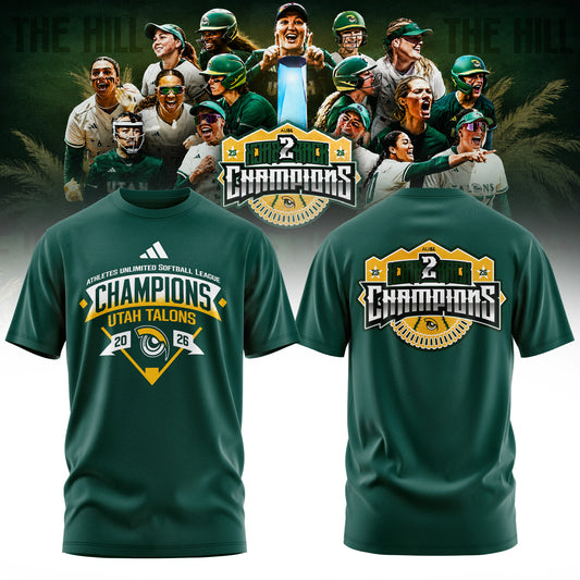 Utah Talons AUSL 2026 Champions Premium 3D All-Over Print T-Shirt - Athletic Green