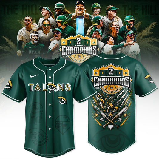 Utah Talons AUSL 2026 Champions Premium 3D Baseball Jersey - Classic Green