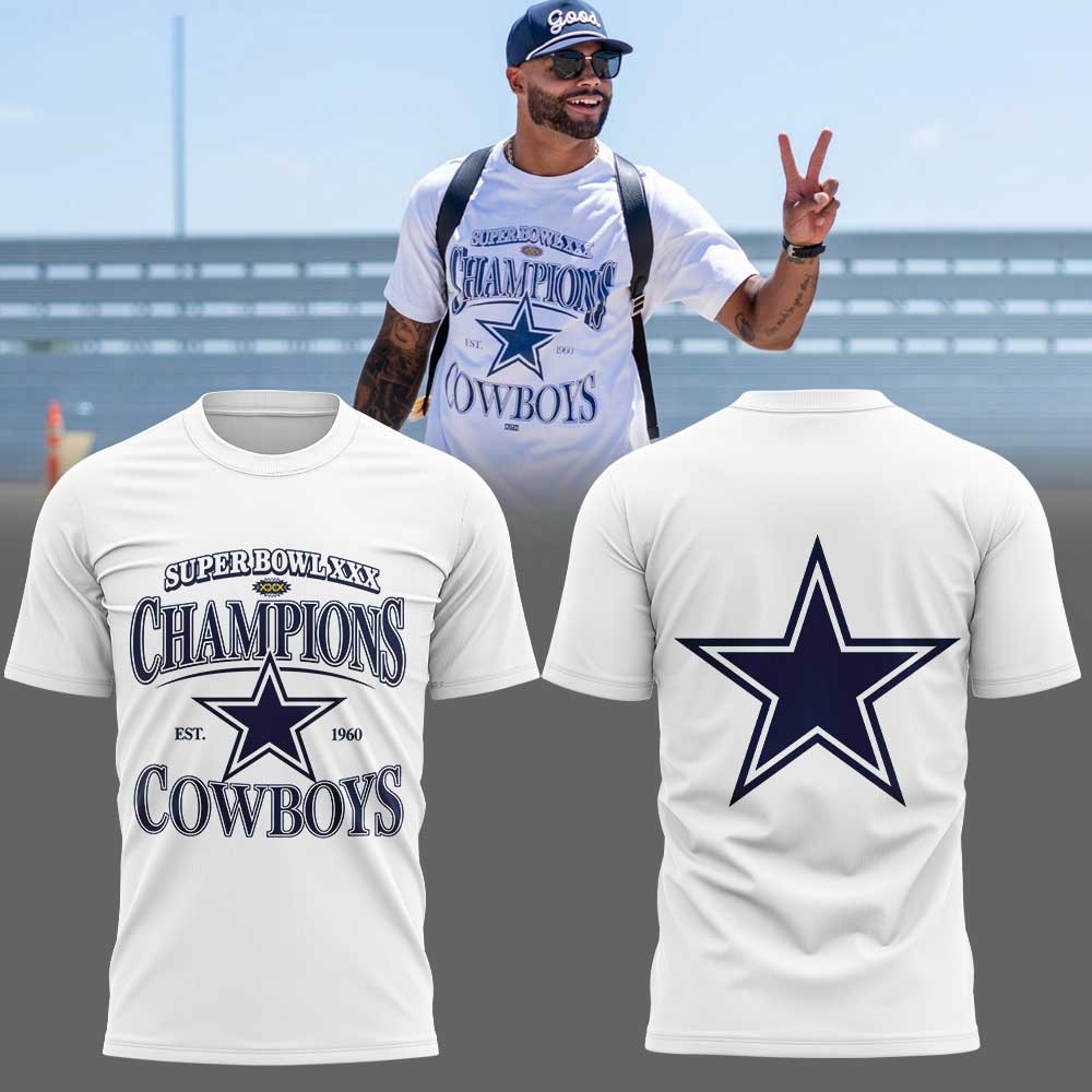 .                        Dak Prescott Super Bowl XXX Champions Est 1960 Dallas Cowboys Limited Edition Shirt V2