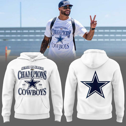 .                        Dak Prescott Super Bowl XXX Champions Est 1960 Dallas Cowboys Limited Edition Hoodie  V2