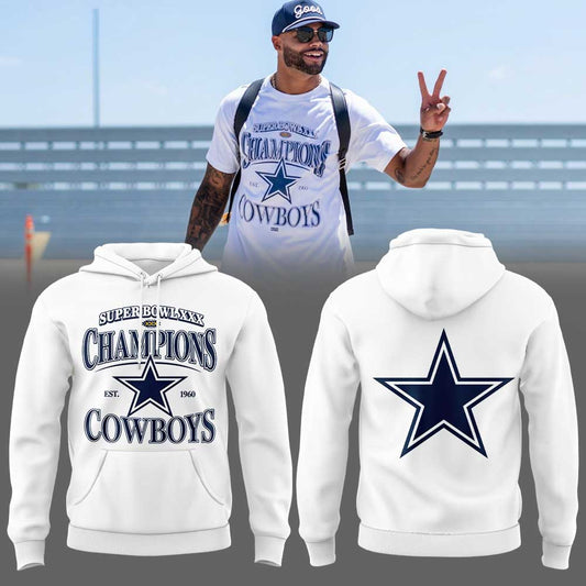 .                        Dak Prescott Super Bowl XXX Champions Est 1960 Dallas Cowboys Limited Edition Hoodie  V2