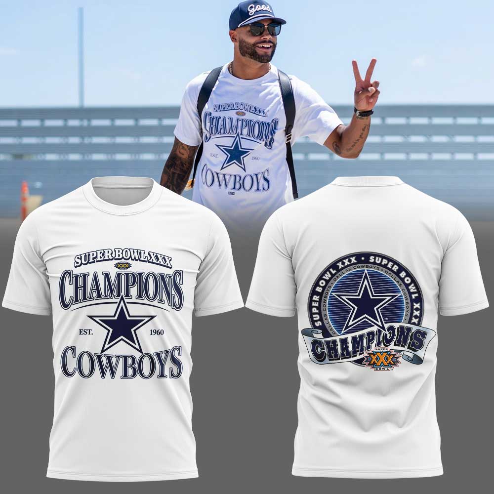 .                        Dak Prescott Super Bowl XXX Champions Est 1960 Dallas Cowboys Limited Edition Shirt