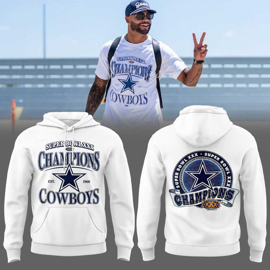 .                        Dak Prescott Super Bowl XXX Champions Est 1960 Dallas Cowboys Limited Edition Hoodie