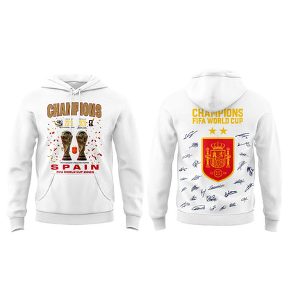 Spain World Cup Champions 2026 White Hoodie