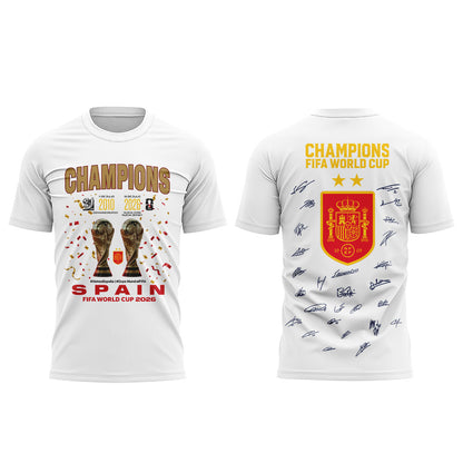 Spain World Cup Champions 2026 White Shirt
