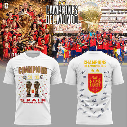 Spain World Cup Champions 2026 White Shirt