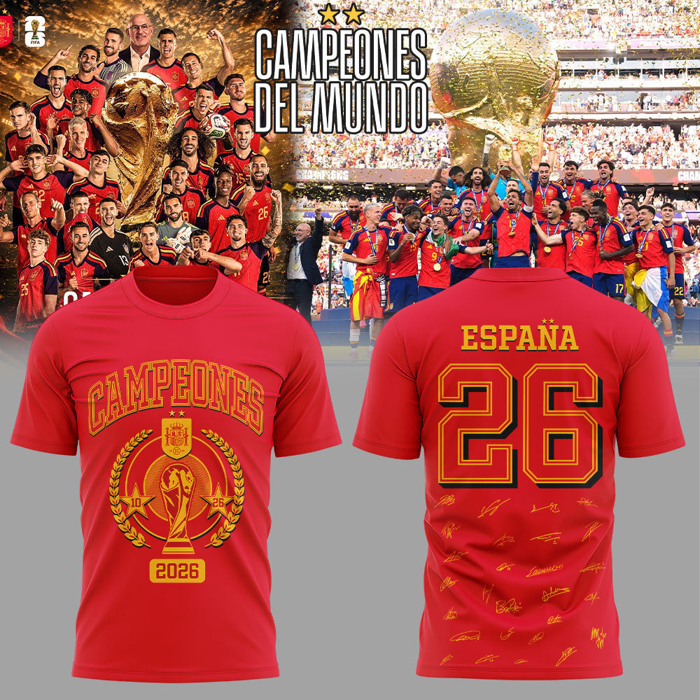 Spain World Cup Champions 2026 Red V2 Shirt